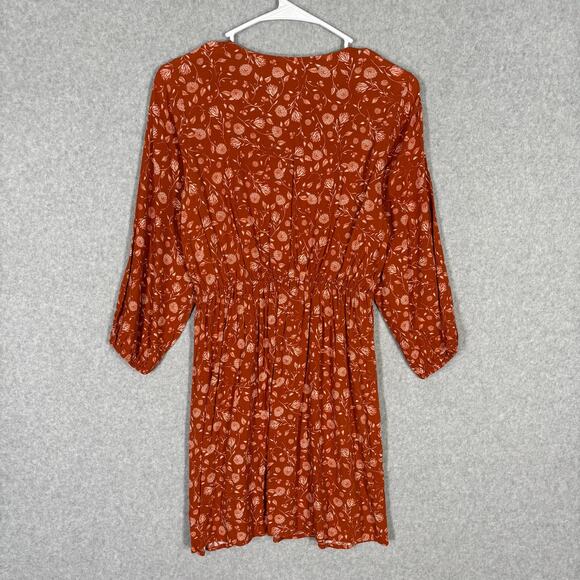 Ana Dress XS‎ Mini Flowy Boho Cowgirl Rodeo Skater Mediterranean Y2K Rust Burnt - Picture 10 of 12